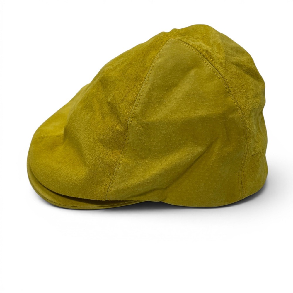 Goorin Bros Mens Mustard Yellow Genuine Suede Flat Cap Ivy Driving Hat Large USA - Picture 8 of 9